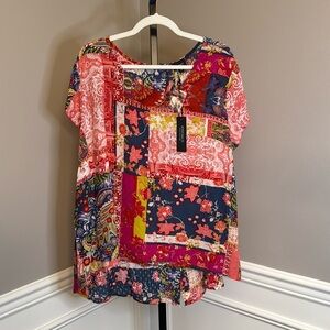 Jones & co floral button back blouse size 1X